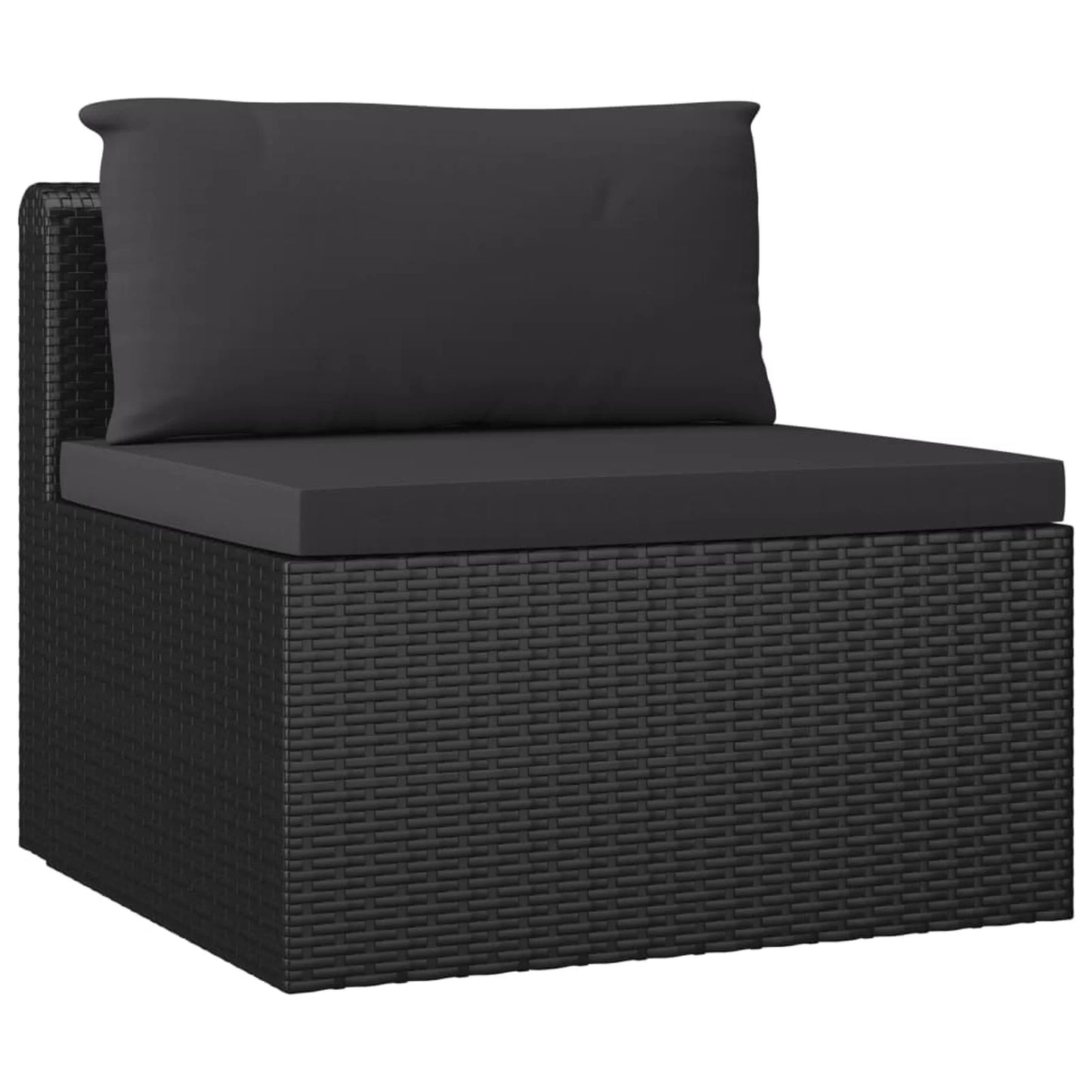 11 Piece Patio Set with Cushions Poly Rattan Black