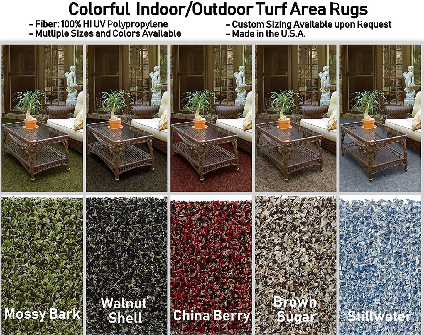 10' x 10' Multi-Colored Indoor/Outdoor Turf Area Rugs. Perfect for Gazebos, Decks, Patios, Balconies and Much More. Many Sizes (Color: Pavement)