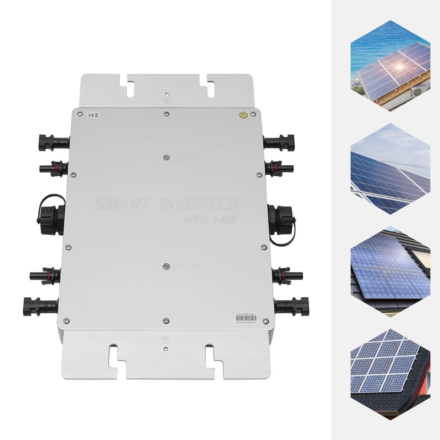 1400W Waterproof Solar Micro Inverter Grid Tie MPPT Pure Sine Wave DC to AC 110V