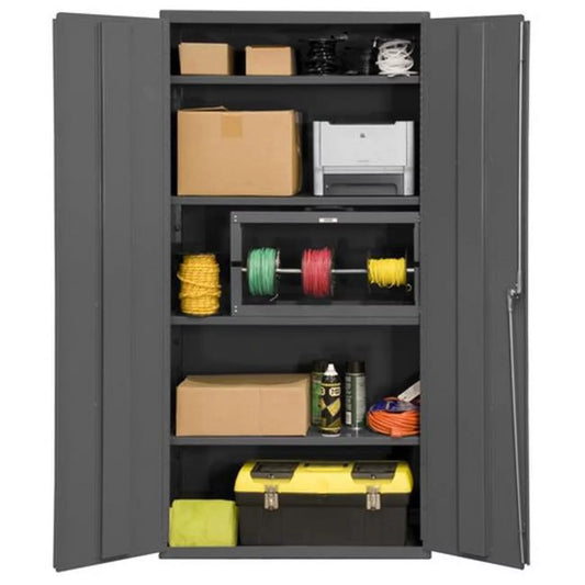 14 Gauge Flush Door Style Lockable Shelf Cabinet with 4 Adjustable Shelves - Gray - 36 x 18 x 72 in.