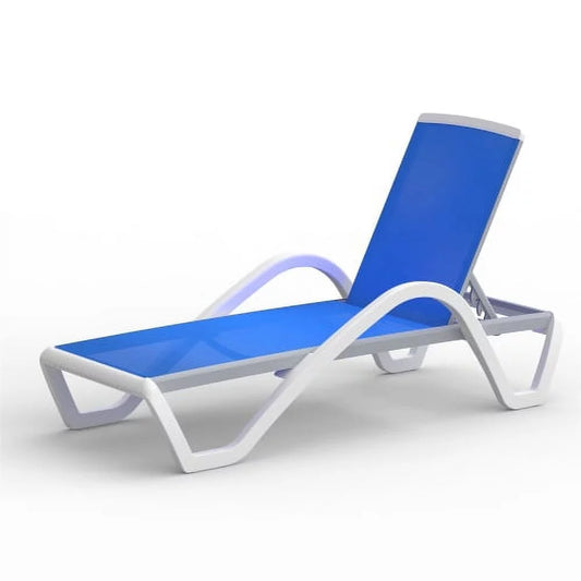 ZJbiubiuHome Patio Chaise Lounge Adjustable Aluminum Pool Lounge Chairs with Arm All Weather Pool Chairs for Outside in-Pool Lawn (Blue 1 Lounge Chair)
