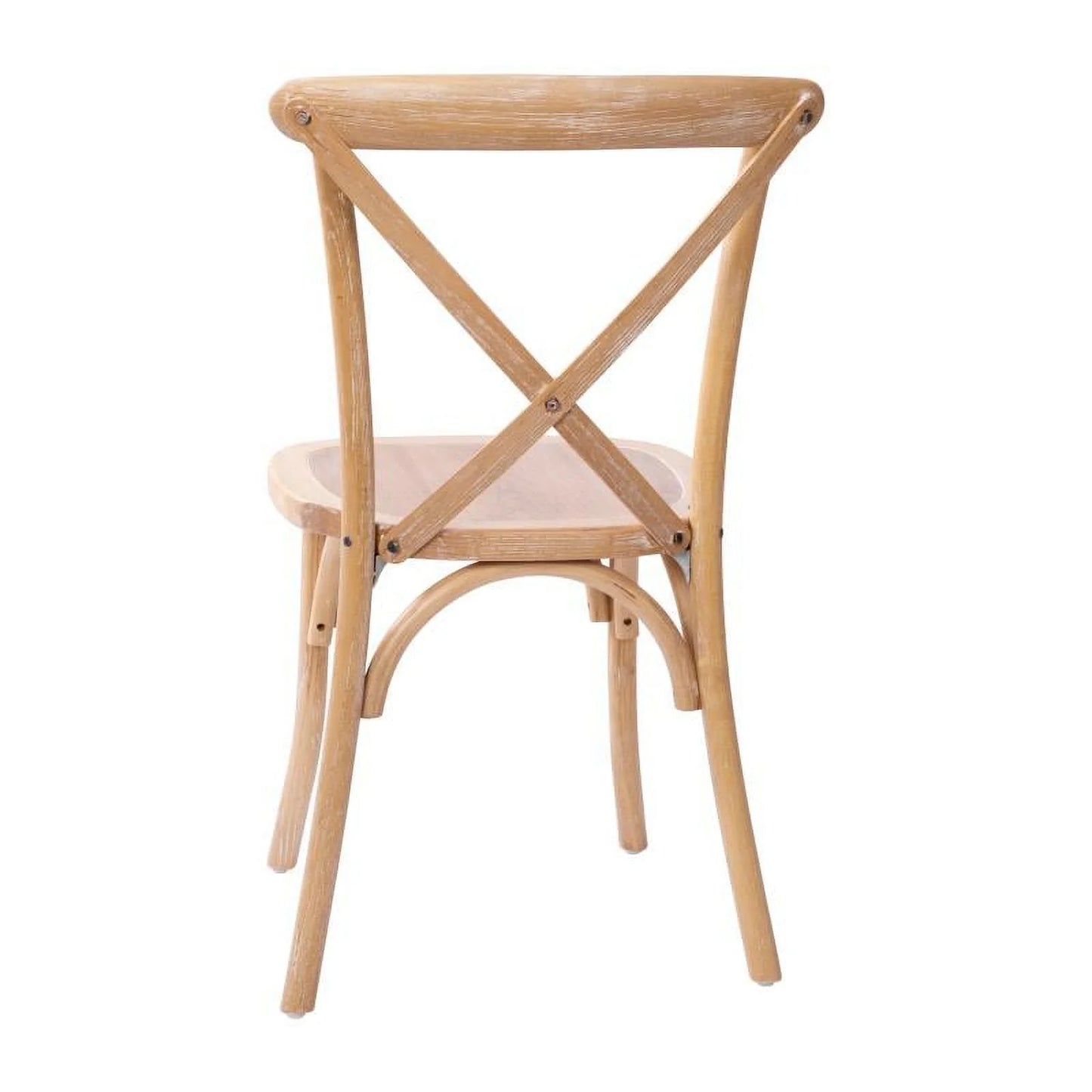 10 PACK Bistro Style Cross Back Driftwood Wood Stackable Dining Chair - X Back Banquet Dining Chair