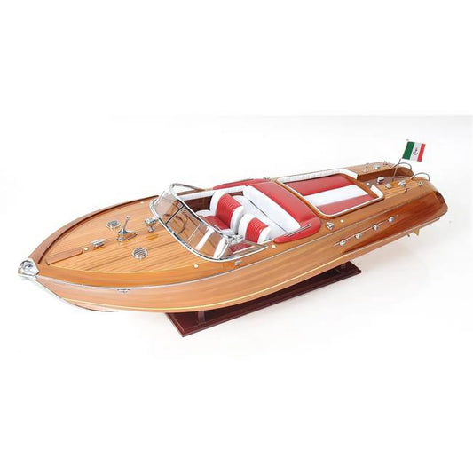 15 in. Wood Riva Aquarama Speedboat Exclusive Display Case Edition Boat Hand Painted Decorative Boat, Brown